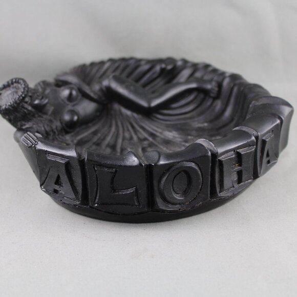 Vintage Tiki Ashtray - Naughty Hula by Coco Joe - Made with Lava - Tagged - Picture 5 of 9